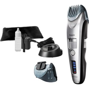 Panasonic ER-SB60 aparat de tuns barba premium (motor liniar ultra-rapid, 20 setari lungime 0.2-10mm, Japanese Blade Tech, suport incarcare), argintiu