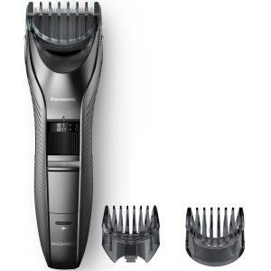 Panasonic ER-GC63 trimmer pentru barbă păr și corp (05-20mm, 39 setări lungime, buton de reglare, 2 capace pieptene, 45 grade lamă), gri