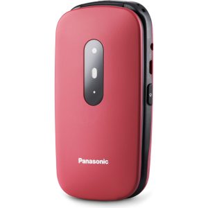 Panasonic KX-TU446 telefon flip pentru seniori (apeluri prioritare, butoane retroiluminate, durată lungă de viață a bateriei), roșu