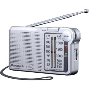 Panasonic RF-P150 radio FM/AM de buzunar cu tuner digital (reglaj ușor și stabil, scară largă cu buton, difuzor de 5,7 cm, cu baterii), argintiu