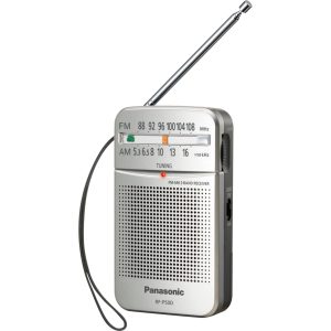 Panasonic RF-P50 radio FM/AM de buzunar cu tuner digital (reglaj ușor și stabil, scară largă cu buton, difuzor de 5,7 cm, cu baterii), argintiu
