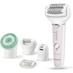 Panasonic ES-EY80 epilator cu 5 atașamente (discuri duble cu 60 pensete, cap lat flexibil, umed și uscat, perie de spălare), roz
