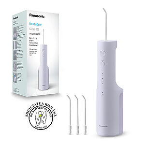 Panasonic EW-DJ27 Duș bucal (4 duze incluse, 5 niveluri de presiune, încărcător fără contact, rezervor de apă de 200 ml), violet