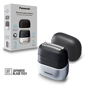 Panasonic ES-CM3B Aparat de ras electric compact cu 3 lame (senzor de barbă, motor liniar rapid, bărbierit umed/uscat, încărcare USB Type-C)