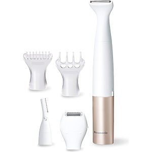 Panasonic ES-WM31 aparat de tuns corp și bikini compact 5-în-1 (cap înlocuibil, umed/uscat, oțel inoxidabil hipoalergenic, alimentat cu baterie)
