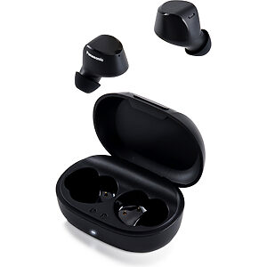 Panasonic RZ-B120W căști true wireless (drivere de 7mm, XBS, până la 26 ore de redare, carcasa de încărcare, fixare ergonomică, IPX4) negru