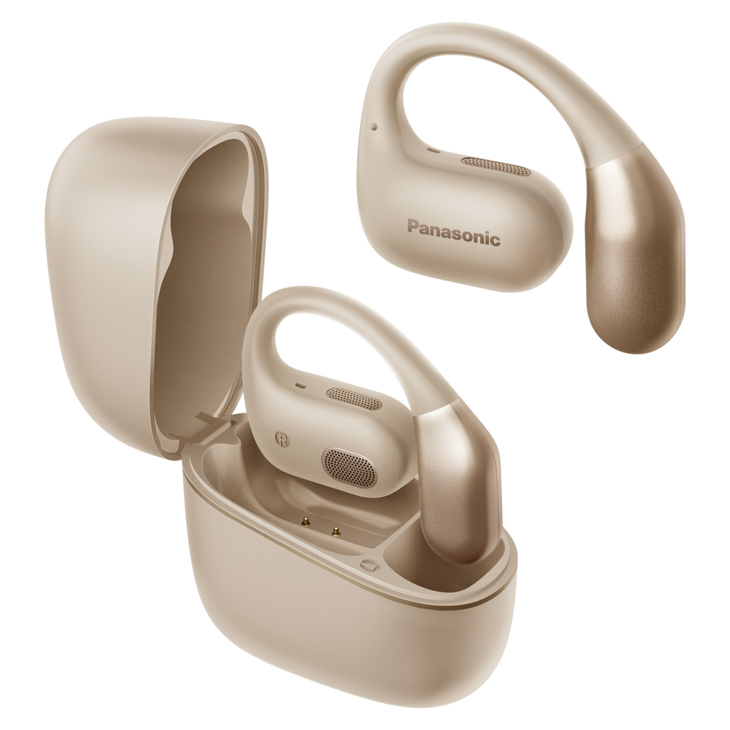 Panasonic RB-F10 căști wireless deschise, 2 microfoane, ENC, Bluetooth, Multipoint, IPX4, bej