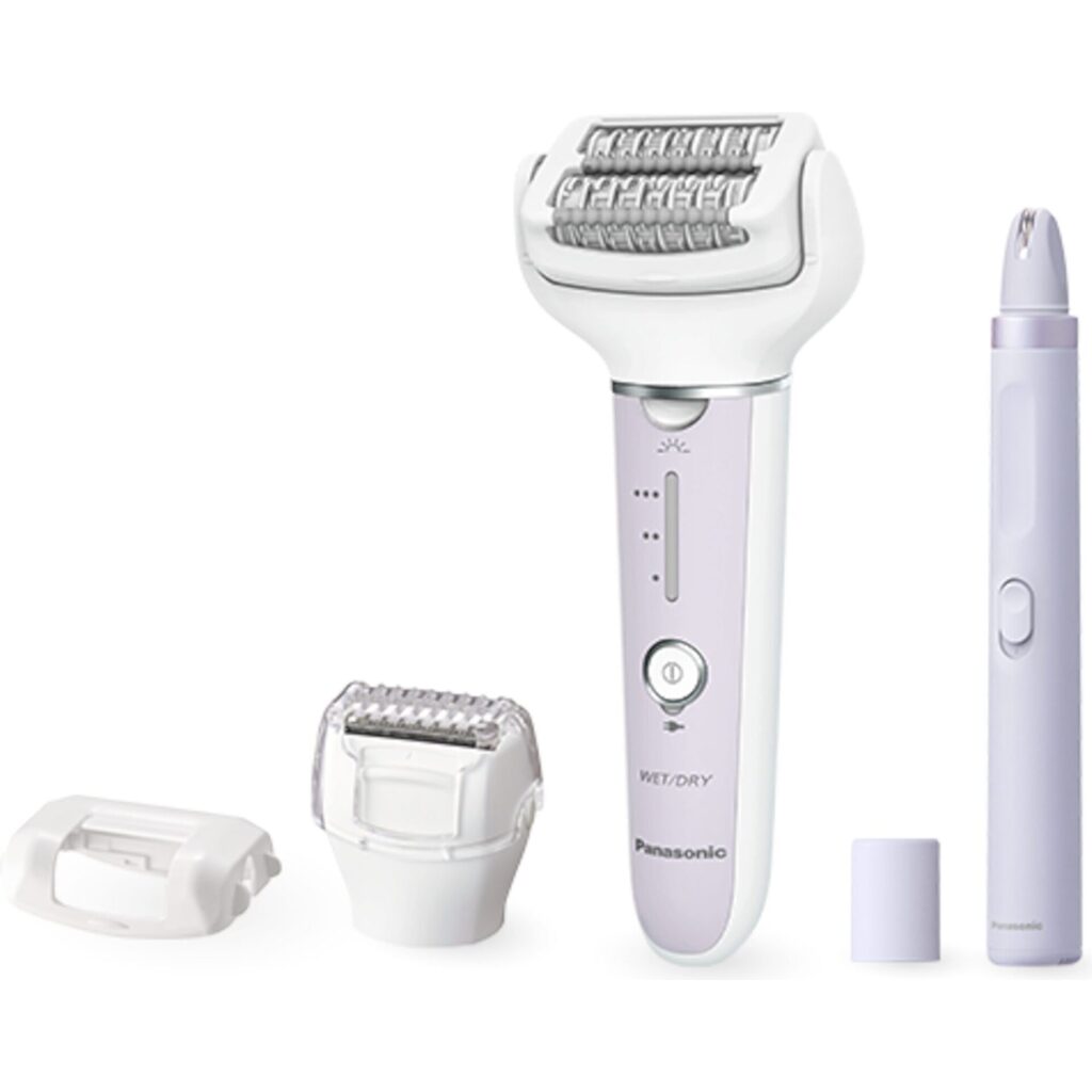 Panasonic ES-EYL3A set de 2 epilatoare pentru față și corp cu 3 accesorii (discuri duble, cap flexibil, senzor de presiune), violet