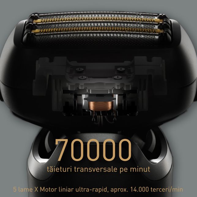 Imagine generată pe computer a unui aparat de ras echipat cu un motor liniar ultrarapid